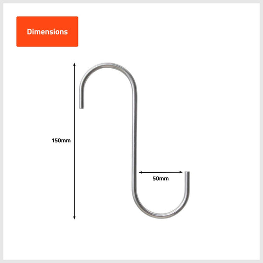 Taskmaster Steel S Hook 4 Pack - 150 x 50 x 5mm - Garage Storage – view 2