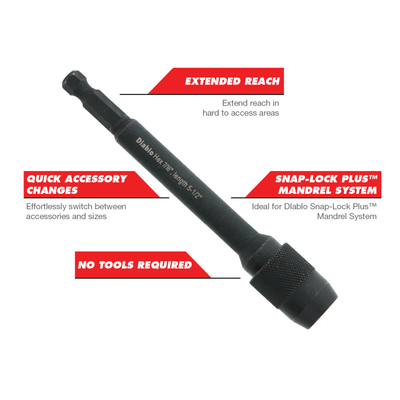 Diablo 140mm Universal Extension for Drills - Quick-Change Tool Accessory
