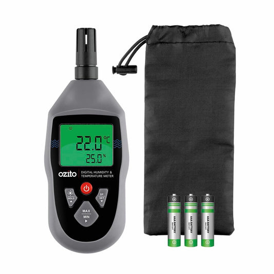 Ozito Digital Humidity & Temperature Meter - 0-100%RH - Plastic - Backlit Display - Auzzistore