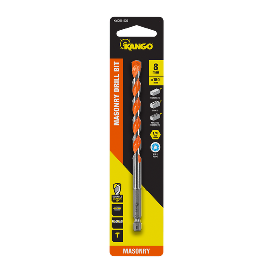 Kango 8mm x 150mm Masonry Drill Bit - Durable Carbide Tip - Precision Start - Auzzistore