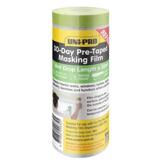 Uni Pro 30 Day Pre Taped Masking Tape Film Refill - 1800mm x 33m - Waterproof - Auzzistore