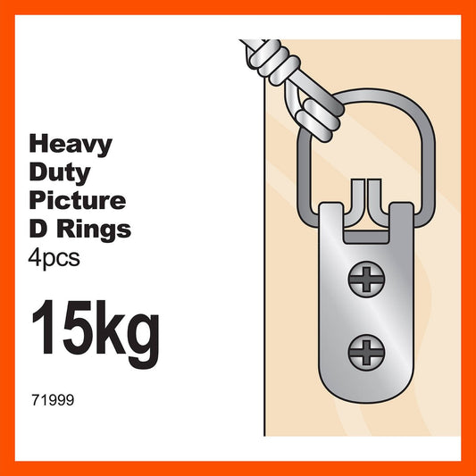 Everhang Heavy Duty Picture Hanging D Ring 15kg Zinc Plated 4 Pack – view 2