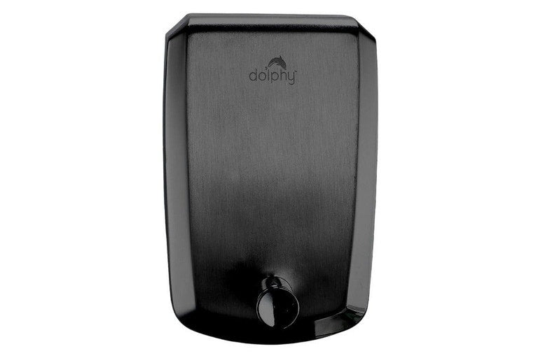 Dolphy Stainless Steel Soap Dispenser 1000ml Black - Manual, Heavy Duty, Easy Refill, DSDR0037-B