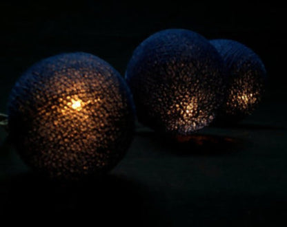 1 Set of 20 LED Black 5cm Cotton Ball Battery Powered String Lights Christmas Gift Home Wedding Party Bedroom Decoration Outdoor Indoor Table Centrepiece | Auzzi Store