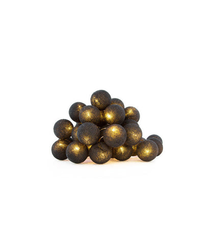 1 Set of 20 LED Black 5cm Cotton Ball Battery Powered String Lights Christmas Gift Home Wedding Party Bedroom Decoration Outdoor Indoor Table Centrepiece | Auzzi Store