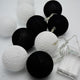 1 Set of 20 LED Black White 5cm Cotton Ball Battery Powered String Lights Xmas Gift Home Wedding Party Bedroom Decoration Outdoor Indoor Table Centrepiece | Auzzi Store
