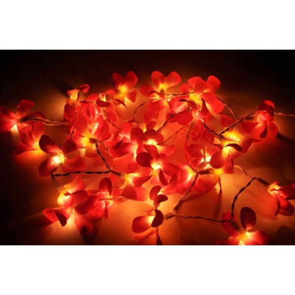 1 Set of 20 LED Deep Red Frangipani Flower Battery String Lights Christmas Gift Home Wedding Party Decoration Outdoor Table Garland Wreath | Auzzi Store