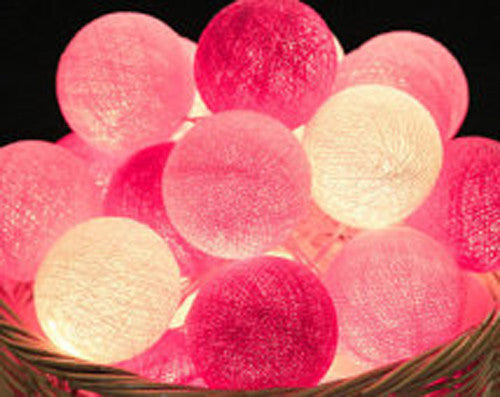 1 Set of 20 LED Pink 5cm Cotton Ball Battery Powered String Lights Christmas Gift Home Wedding Party Girl Bedroom Decoration Outdoor Indoor Table | Auzzi Store