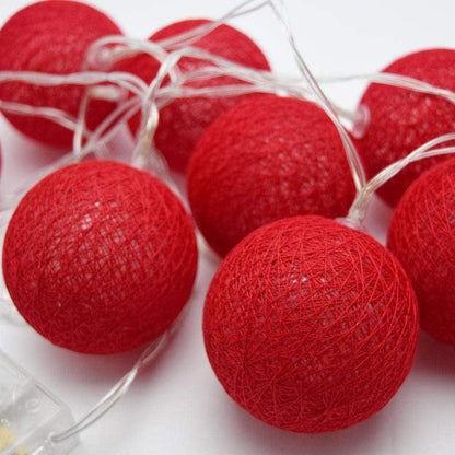 1 Set of 20 LED Red 5cm Cotton Ball Battery Powered String Lights Christmas Gift Home Wedding Party Bedroom Decoration Outdoor Indoor Table Centrepiece | Auzzi Store