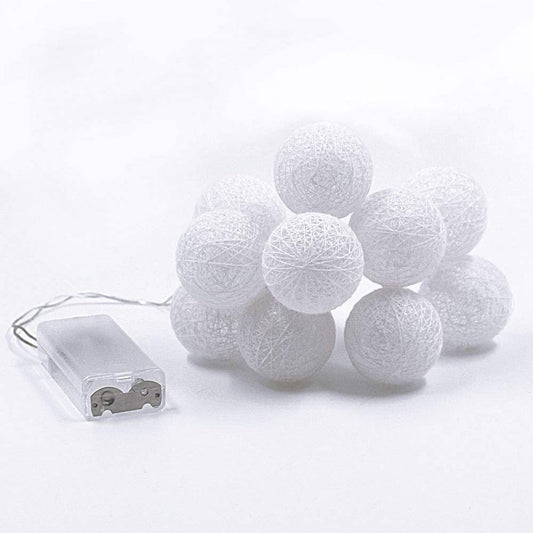 1 Set of 20 LED White 5cm Cotton Ball Battery Powered String Lights Christmas Gift Home Wedding Party Bedroom Decoration Outdoor Indoor Table Centrepiece | Auzzi Store