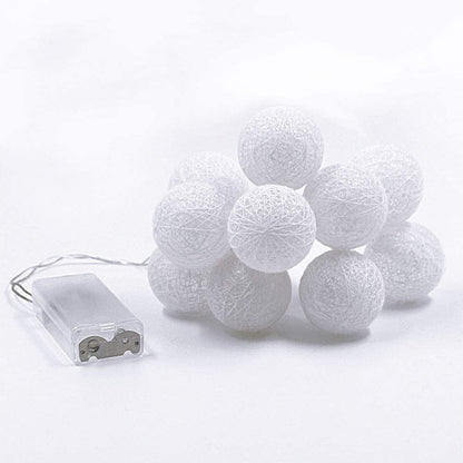 1 Set of 20 LED White 5cm Cotton Ball Battery Powered String Lights Christmas Gift Home Wedding Party Bedroom Decoration Outdoor Indoor Table Centrepiece | Auzzi Store