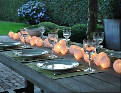 1 Set of 20 LED White 5cm Cotton Ball Battery Powered String Lights Christmas Gift Home Wedding Party Bedroom Decoration Outdoor Indoor Table Centrepiece | Auzzi Store