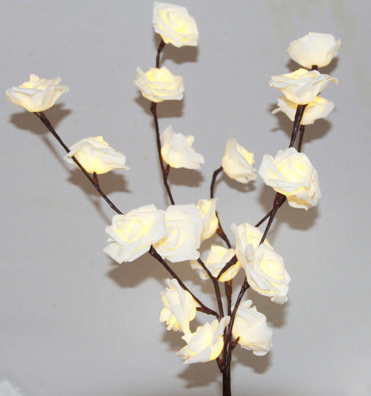 1 Set of 50cm H 20 LED White Rose Tree Branch Stem Fairy Light Wedding Event Party Function Table Vase Centrepiece Decoration | Auzzi Store