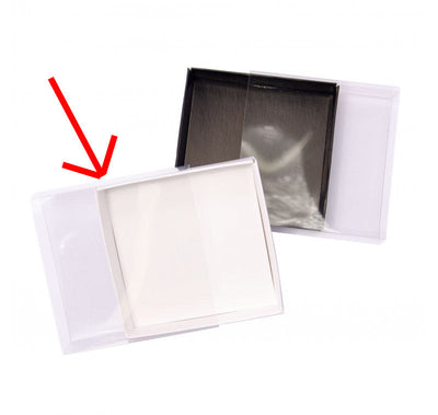 10-Pack 15cm Square Invitation Coaster Favor Gift Box - 4cm Deep - White Card with Clear Slide-On PVC Lid