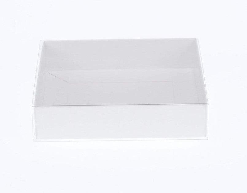 10-Pack 15cm Square Invitation Coaster Favor Gift Box - 4cm Deep - White Card with Clear Slide-On PVC Lid | Auzzi Store