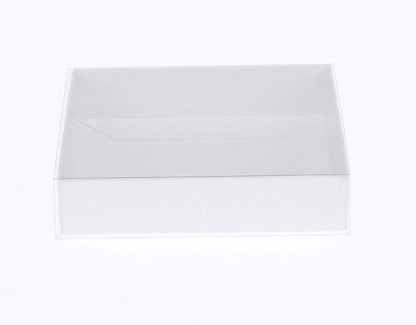 10-Pack 15cm Square Invitation Coaster Favor Gift Box - 4cm Deep - White Card with Clear Slide-On PVC Lid | Auzzi Store