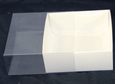 10-Pack 15cm Square Invitation Coaster Favor Gift Box - 4cm Deep - White Card with Clear Slide-On PVC Lid