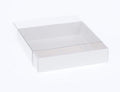 10-Pack 15cm Square Invitation Coaster Favor Gift Box - 4cm Deep - White Card with Clear Slide-On PVC Lid
