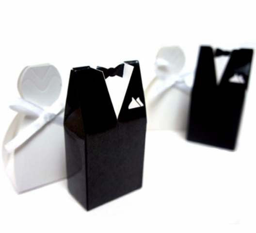 10 Pack of 5 Bride Gown and 5 Groom Tux Wedding Bridal Bomboniere Favor Candy Choc Almond Box - NW | Auzzi Store