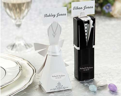 10 Pack of 5 Bride and 5 Groom Wedding Bridal Bomboniere Favor Candy Choc Almond Box - Kate Aspen Design | Auzzi Store