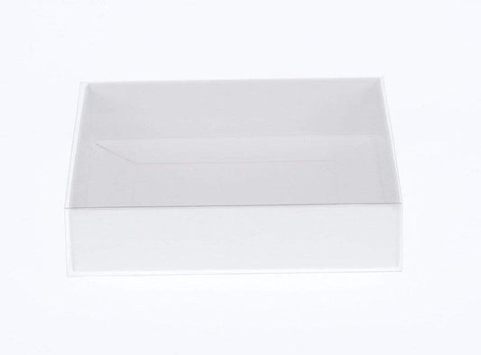 10 Pack of White Card Box - Clear Slide On Lid - 17 x 25 x 5cm -  Large Beauty Product Gift Giving Hamper Tray Merch Fashion Cake Sweets Xmas | Auzzi Store