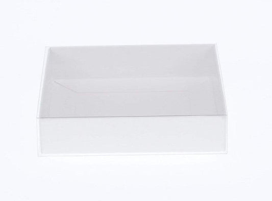 10 Pack of White Card Box - Clear Slide On Lid - 30 x 20 x 8cm - Large Beauty Product Gift Giving Hamper Tray Merch Fashion Cake Sweets Xmas | Auzzi Store
