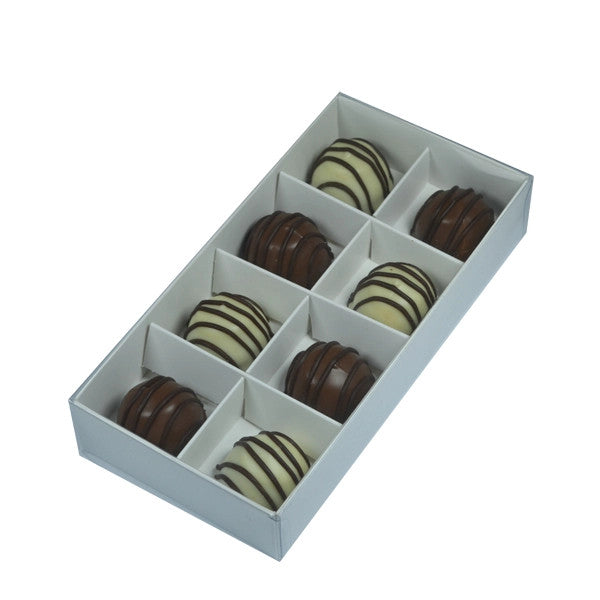 10 Pack of White Card Chocolate Sweet Soap Product Reatail Gift Box - 8 bay 3cm Compartments - Clear Slide On Lid - 16x8x3cm | Auzzi Store
