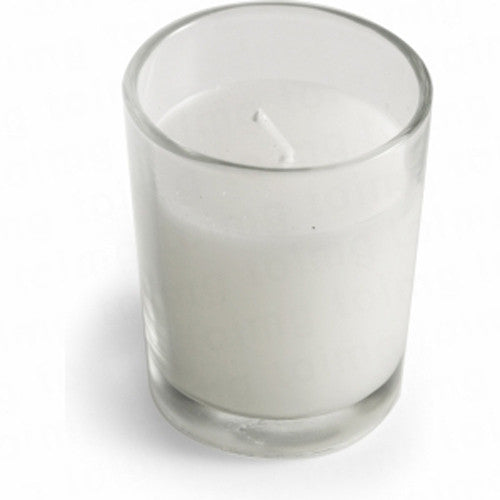 10 White Wax Clear Glass Holder Votive Candle - Wedding Event Centrepiece Table Decoration | Auzzi Store