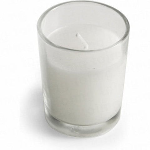 10 White Wax Clear Glass Holder Votive Candle - Wedding Event Centrepiece Table Decoration | Auzzi Store