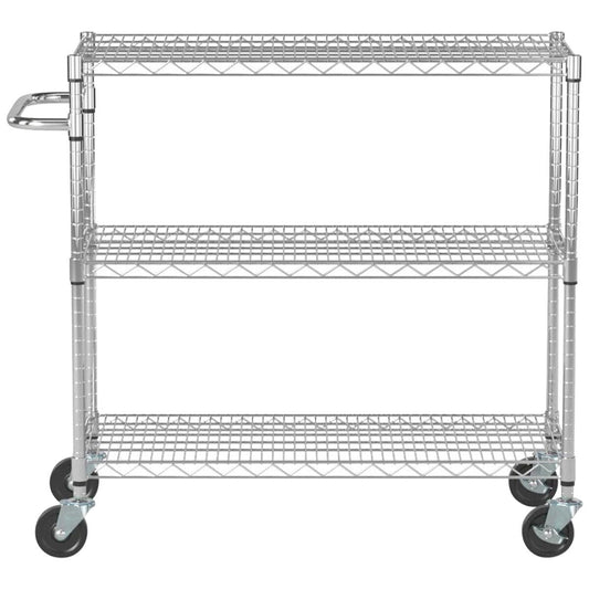 Trinity EcoStorage 3-Tier Steel Utility Cart CTBFZ-0902 Chrome with Wheels