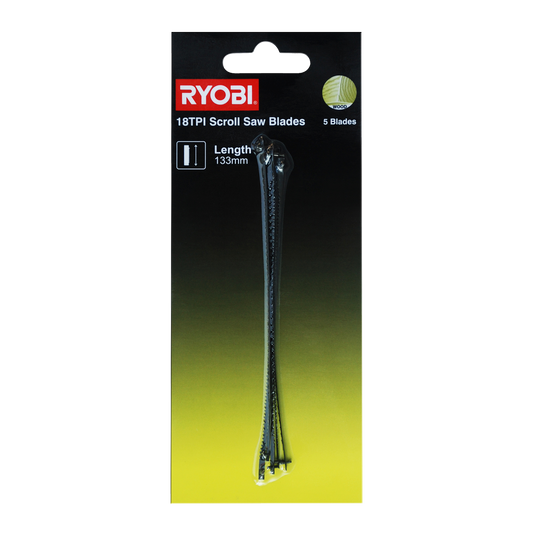 Ryobi Scroll Saw Blade 5 Pack - 18 TPI - 2mm x 130mm - Steel