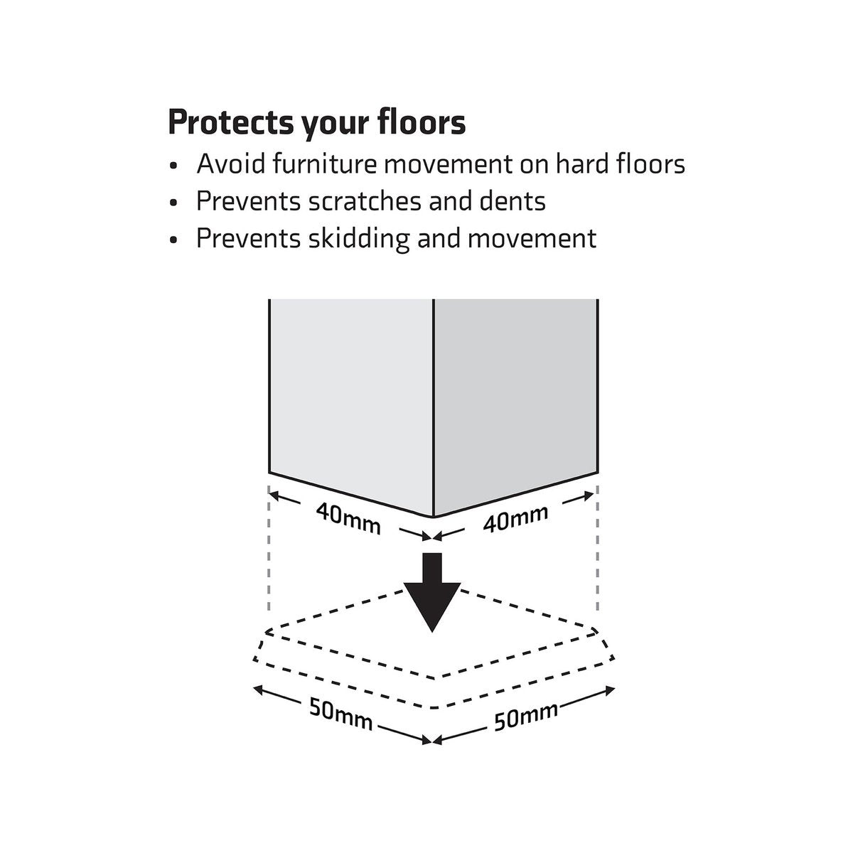 Surface Gard Brown Square Rubber Castor Cup 40mm 4 Pack - Floor Protection