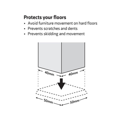 Surface Gard Brown Square Rubber Castor Cup 40mm 4 Pack - Floor Protection