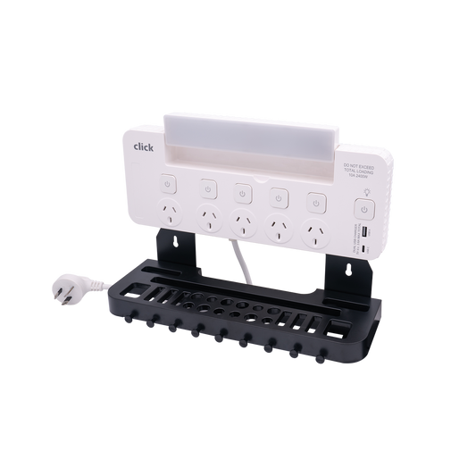Click 5 Outlet Power Board Tool Rack with LED Light - 1.8m Cable - Adjustable