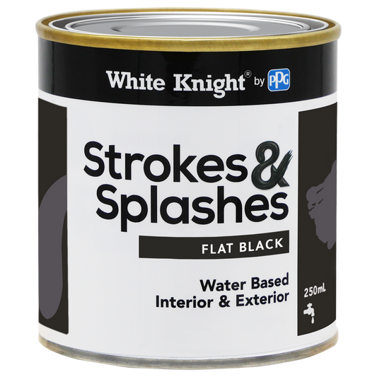 White Knight Black Flat Strokes and Splashes Paint 250ml Water Based - Auzzistore