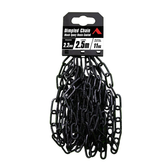 Pinnacle 2 Black Matte Dimpled Chain - 2mm x 2.5m - Antique Look - 11kg Load Rating - Auzzistore