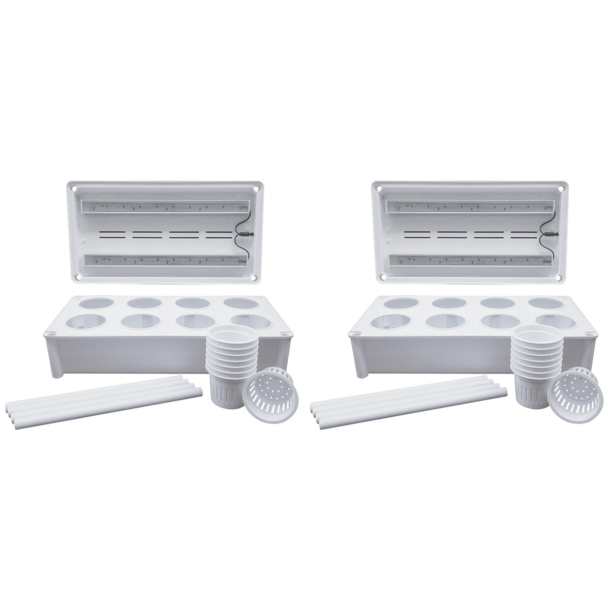 Greenlife 2 x Twin LED Self Watering Salad Grower With 8 Pots White 56 x 29 x 405 cm