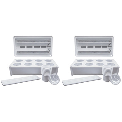 Greenlife 2 x Twin LED Self Watering Salad Grower With 8 Pots White 56 x 29 x 405 cm