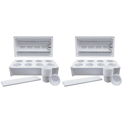 Greenlife 2 x Twin LED Self Watering Salad Grower With 8 Pots White 56 x 29 x 405 cm