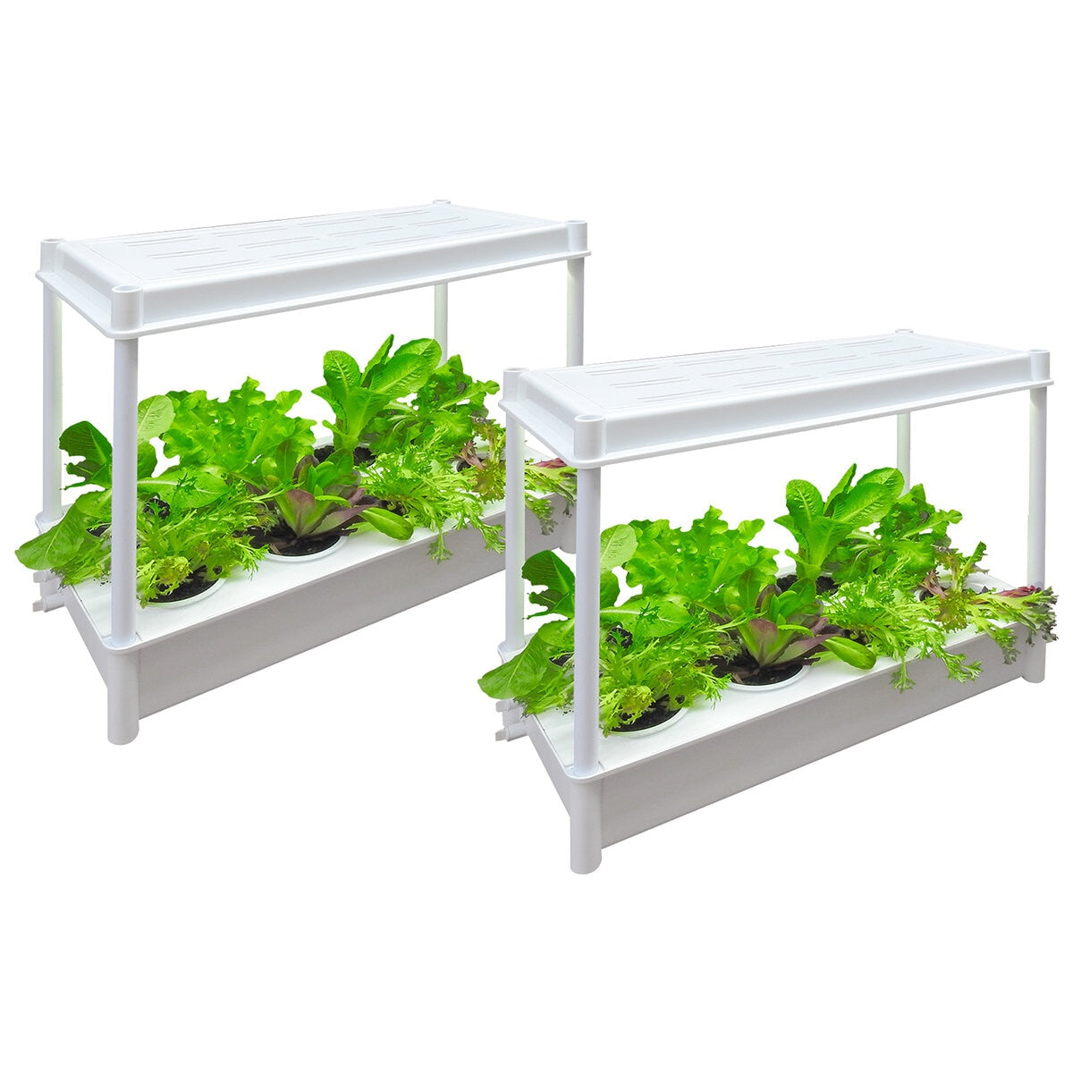 Greenlife 2 x Twin LED Self Watering Salad Grower With 8 Pots White 56 x 29 x 405 cm