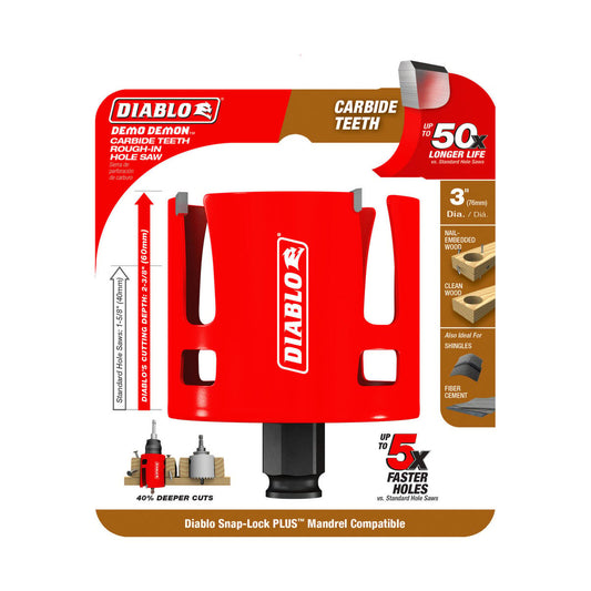 Diablo 3 Demo Demon Carbide Teeth Hole Saw - 60mm Cutting Depth - Fast Cutting - Auzzistore