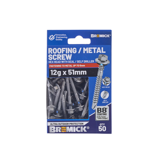 Bremick Hex Roofing Screw 12g x 51mm - Pack of 50 - Watertight Seal - Corrosion Resistant – view 2 - Auzzistore