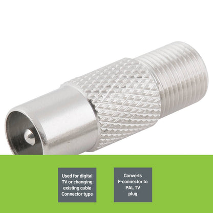 Antsig F Socket to Pal Plug - Coaxial Cable Joiner - 5mm x 27mm x 10mm - Durable