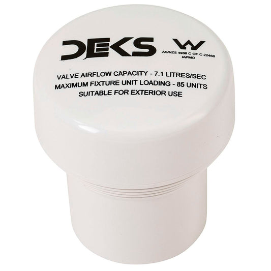 Deks Air Admittance Valve - 50/40mm ABS - Prevents Sewage Gases - Auzzistore