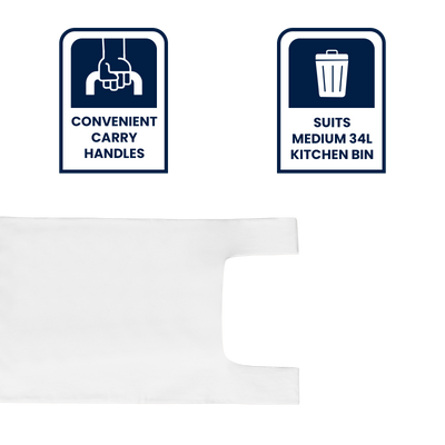 Grunt 34L Kitchen Tidy Bags - 50 Pack - White - Strong - Convenient Handles