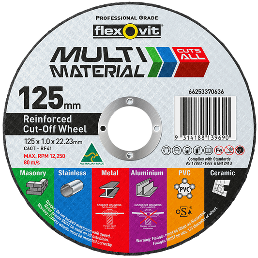 Flexovit Cut Off Wheel - 125mm - Silicone Carbide - Versatile Cutting - Auzzistore