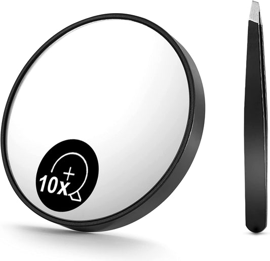 10X Magnifying Mirror and Eyebrow Tweezers Kit for Travel | Auzzi Store