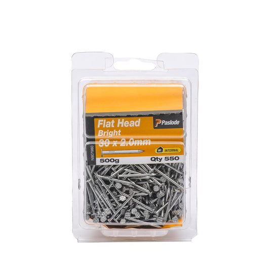 Paslode Flat Head Nails 30mm Bright Steel 500g Pack Durable Use - Auzzistore