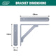 Carinya Light Stayed Bracket 200x150mm White Steel 100kg Capacity
