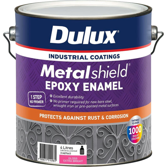 Dulux Metalshield Epoxy Enamel Gloss Paint 4L Extra Bright Durable
